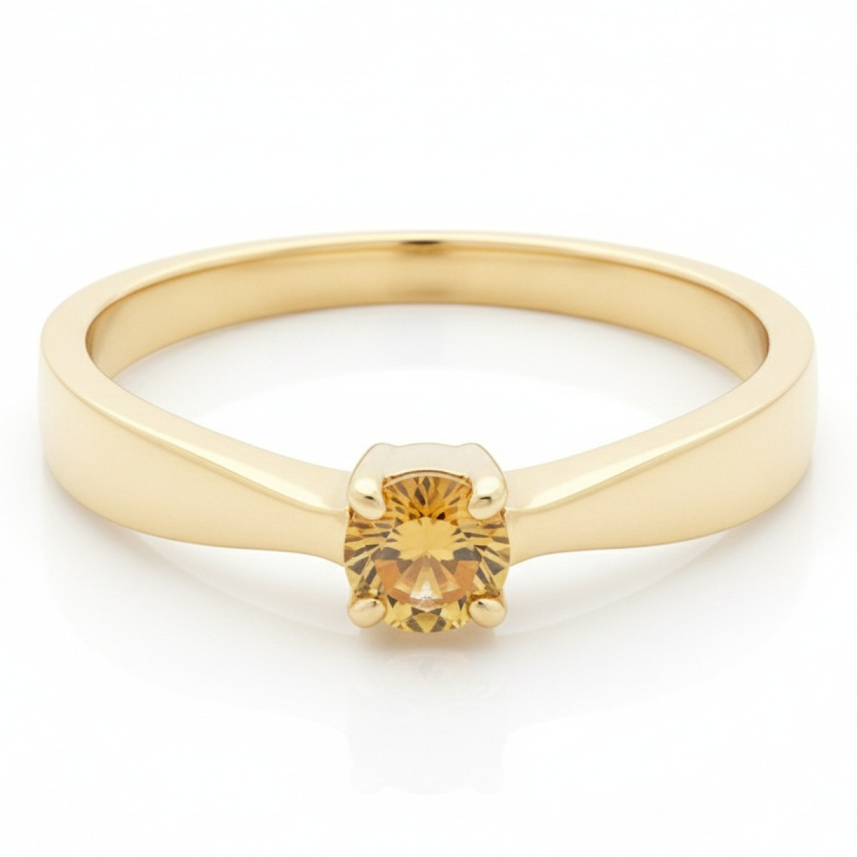 Zelta gredzens ar dzeltenu safīru (726), Sieviešu gredzeni, Zelta standarts: 585, Produkta foto svars: 2.34 g, Dārgakmeņi: Safīrs, Dārgakmens svars ct.: 0.10-0.19 ct, Dārgakmens svars: 0.15 ct - Rotājumlietas internetā