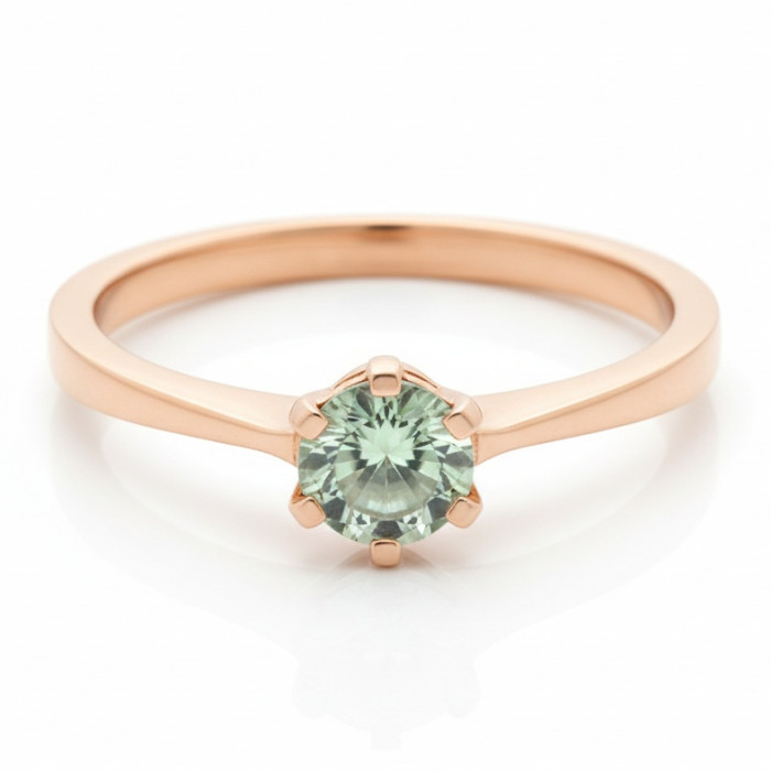 Sarkanā zelta gredzens ar zilu safīra akmeni "Beinora"