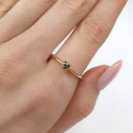  Gold ring decorated with green sapphire (901), Women's Rings, Gold type: 585, Item in the photo weight: 2.27 g, Gemstone: Sapphire, Gemstone ct.: 0.10-0.19 ct, Gemstone ct.: 0.15 ct - Custom jewelry