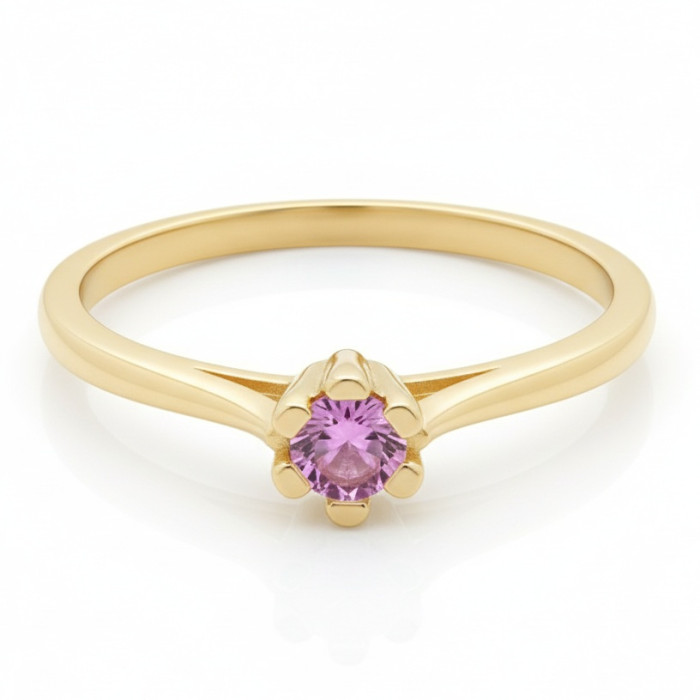 Zelta gredzens ar rozā safīru (904)