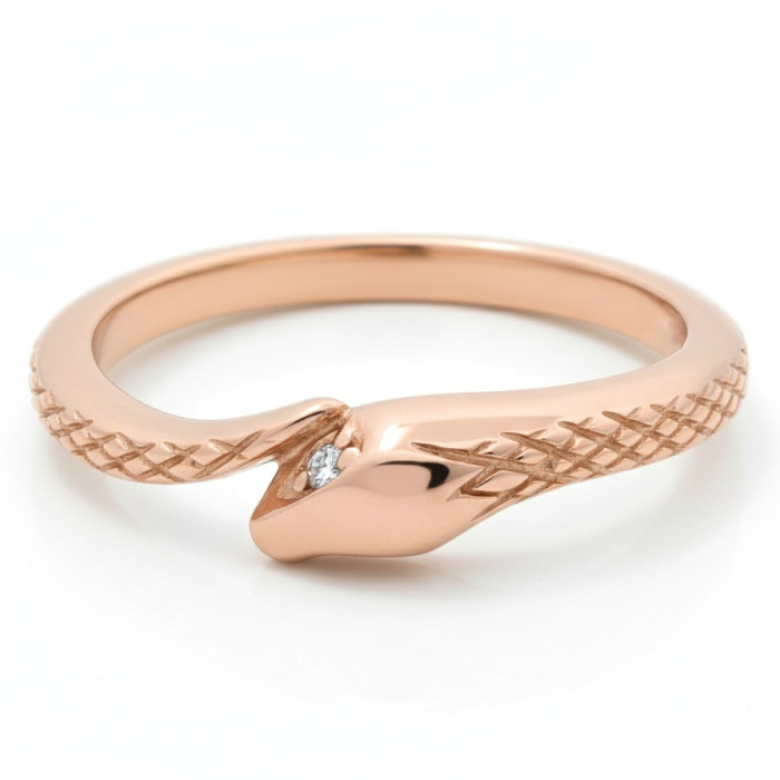 Rozā zelta gredzens ar dimantiem "Čūska" (2647)