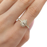 Yellow gold ring with a central "Pear" diamond (2978), Modern engagement rings, Gold type: 585, Item in the photo weight: 2.51 g, Gemstone: Brilliant, Gemstone ct.: 0.36 ct, Gemstone ct.: 0.70-1.50 ct,  Weight of extra gems: 0,56 ct - Custom jewelry