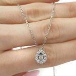 Teardrop diamond pendant with chain (473), Modern, Gold type: 585, Item in the photo weight: 3.25 g, Gemstone: Brilliant, Gemstone ct.: 0.07 ct, Gemstone ct.: 0.20-0.29 ct,  Weight of extra gems: 0.18 ct - Custom jewelry