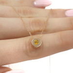 Rozā zelta ķēdīte ar safīru (450), Akutes, Zelta standarts: 585, Produkta foto svars: 1.85 g, Dārgakmeņi: Safīrs, Dārgakmens svars: 0.15 ct, Dārgakmens svars ct.: 0.10-0.19 ct - Pielāgotas rotājumlietas