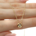 Dzeltenā zelta ķēdīte ar dimanta kulonu (456), Akutes, Zelta standarts: 750 / 585, Produkta foto svars: 2.02 g, Dārgakmeņi: Izcili, Dārgakmens svars: 0.08 ct, Dārgakmens svars ct.: 0.01-0.09 ct - Pielāgotas rotājumlietas