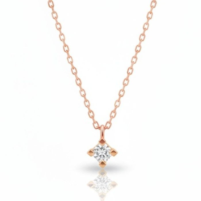 Rozā zelta ķēdīte ar dimanta kulonu (448)