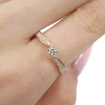 Pink gold engagement ring with diamonds "Dileta" (3023), Modern engagement rings, Gold type: 585, Item in the photo weight: 2.72 g, Gemstone: Brilliant, Gemstone ct.: 0.30-0.69 ct, Gemstone ct.: 0.14 ct,  Weight of extra gems: 0.25 ct - Custom jewelry