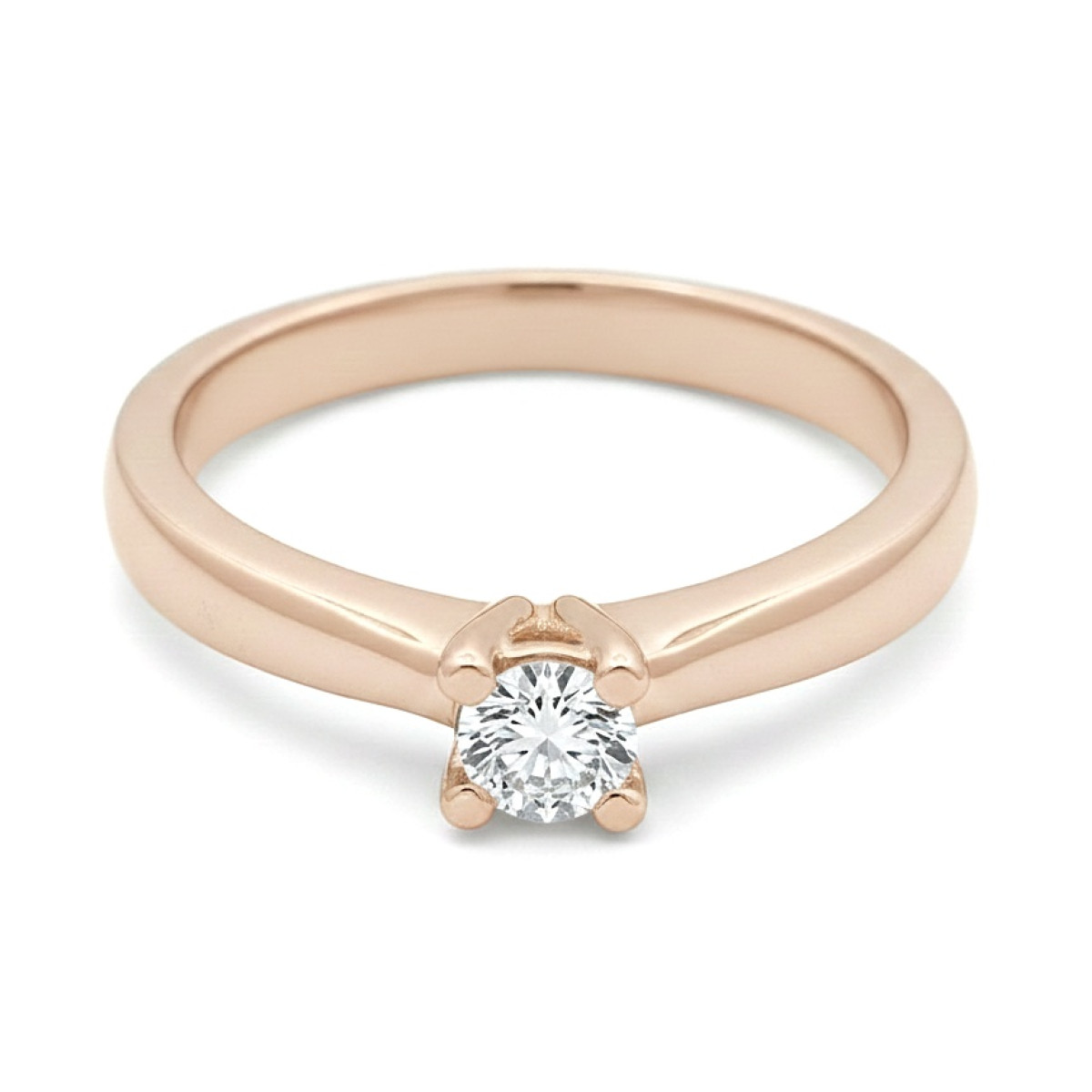 Klasisks rozā zelta saderināšanās gredzens ar dimantu (3030), Klasiskie saderināšanās gredzeni, Zelta standarts: 585, Produkta foto svars: 3.16 g, Dārgakmeņi: Izcili, Dārgakmens svars ct.: 0.10-0.19 ct, Dārgakmens svars: 0.12 ct - Rotājumlietas internetā