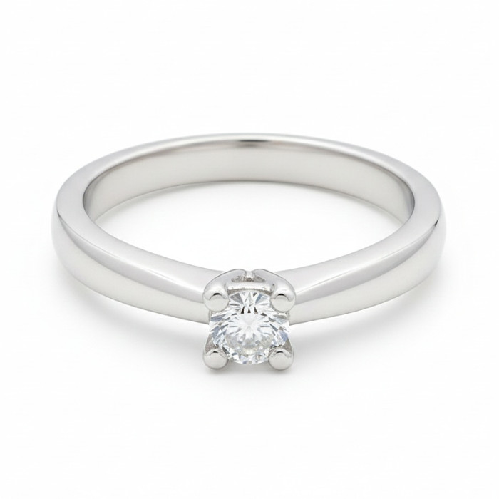 Klasisks baltā zelta saderināšanās gredzens ar dimantu (3031)