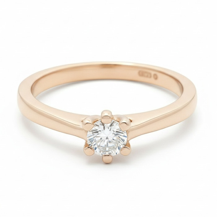Rozā zelta saderināšanās gredzens ar dimantu (3036)