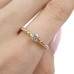 Yellow gold modern engagement ring with diamond "Nikolė" (3043), Modern engagement rings, Gold type: 585, Item in the photo weight: 2.49 g, Gemstone: Brilliant, Gemstone ct.: 0.10-0.19 ct, Gemstone ct.: 0.17 ct - An exceptional gift – jewelry