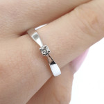 Minimalist white gold engagement ring with diamond (3045), Classic engagement rings, Gold type: 585, Item in the photo weight: 2.71 g, Gemstone: Brilliant, Gemstone ct.: 0.01-0.09 ct, Gemstone ct.: 0.06 ct - An exceptional gift – jewelry