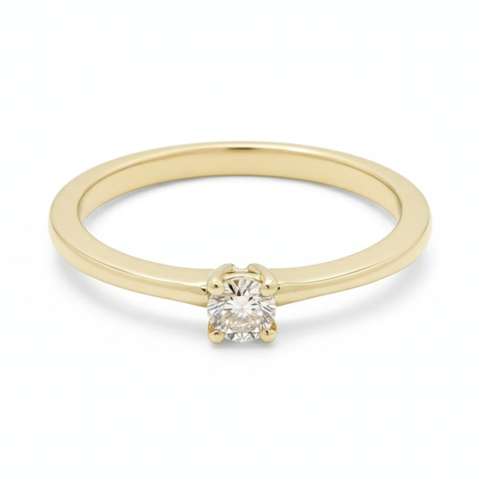 Dzeltenā zelta klasiskais saderināšanās gredzens ar dimantu (3051)
