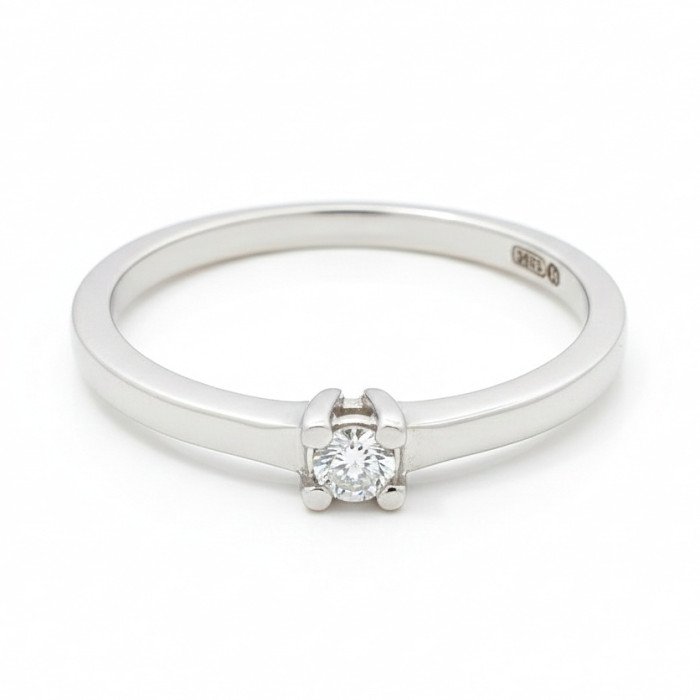 Baltā zelta minimālisma saderināšanās gredzens ar dimantu (3052)