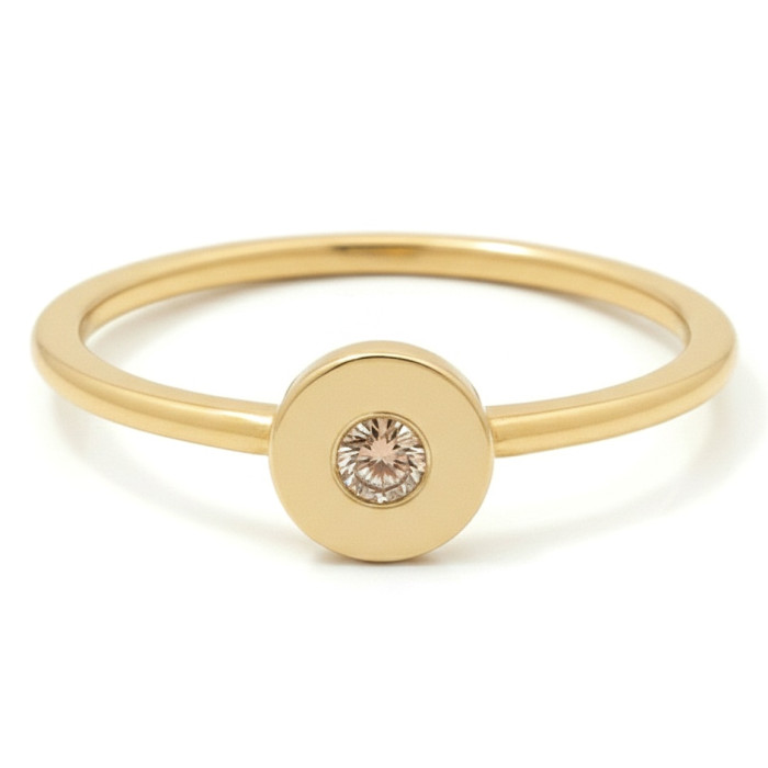 Dzeltenā zelta saderināšanās gredzens ar konjaka dimantu (3063)