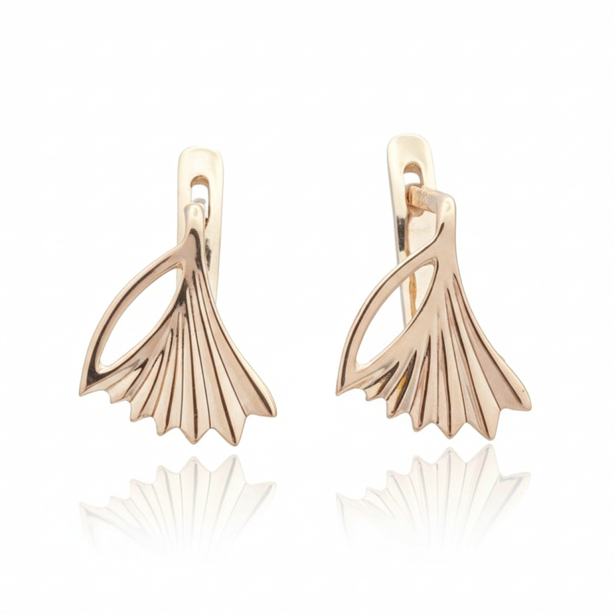 Gold earrings (2034), Earrings with English clasp, Gold type: 585, Item in the photo weight: 1.97 g - Jewelry online