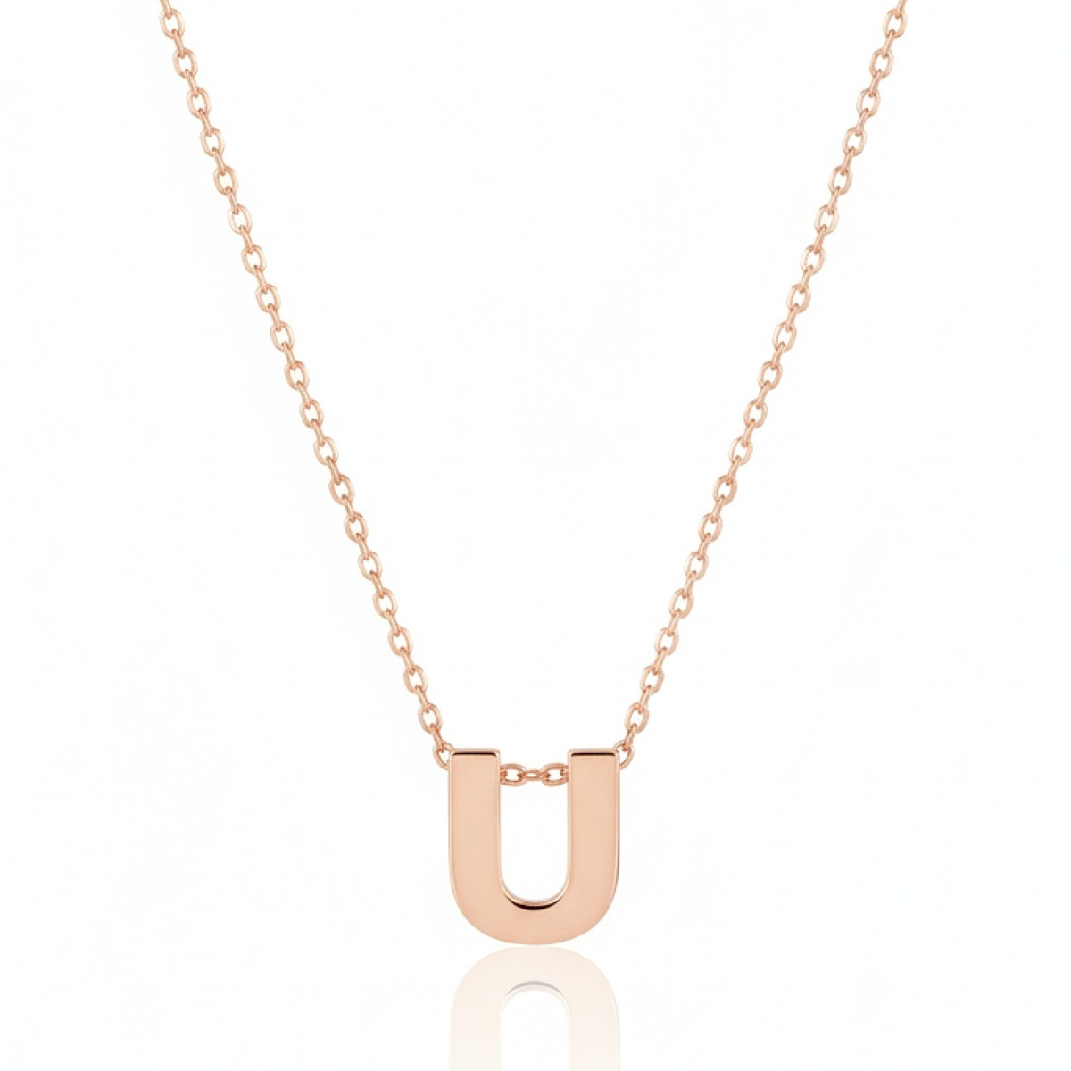 Gold chain with letter "U" pendant (1750), Letters, Gold type: 585, Item in the photo weight: 1.56 g - Jewelry online