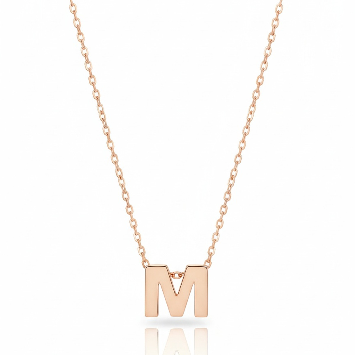 Zelta ķēdīte ar burta "M" kulonu (1755), Vēstules, Zelta standarts: 585, Produkta foto svars: 1.79 g - Rotājumlietas internetā