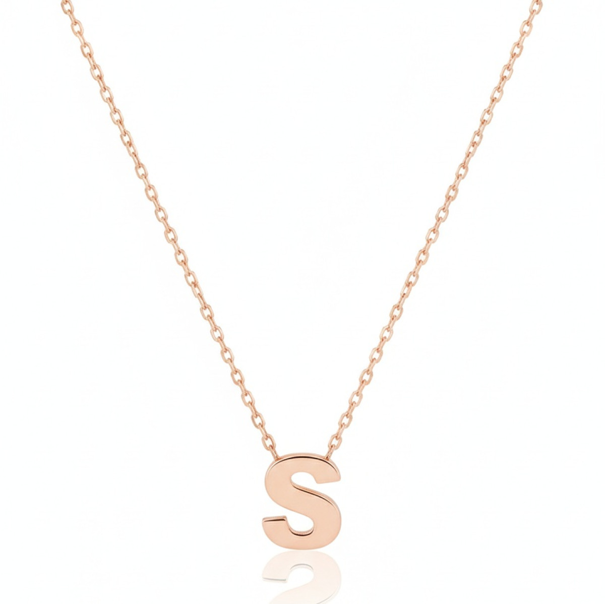 Zelta ķēdīte ar burta "S" kulonu (1762), Vēstules, Zelta standarts: 585, Produkta foto svars: 1.54 g - Rotājumlietas internetā