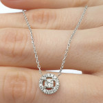 White Gold Chain with Halo Diamond Pendant (567), Halo, Gold type: 585, Item in the photo weight: 1.97 g, Gemstone: Brilliant, Gemstone ct.: 0.20-0.29 ct, Gemstone ct.: 0.13 ct,  Weight of extra gems: 0.10 ct - Custom jewelry