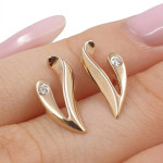 Minimālistiski zelta auskari ar cilpiņu (2040), Ar acīm, Zelta standarts: 585, Produkta foto svars: 1.85 g, Dārgakmeņi: Cirkons - Personalizētas rotājumlietas