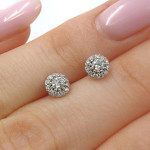 White gold halo earrings with diamonds (645), Halo, Gold type: 585, Item in the photo weight: 1.05 g, Gemstone: Brilliant, Gemstone ct.: 0.20-0.29 ct, Gemstone ct.: 0.25 ct - Personalized jewelry