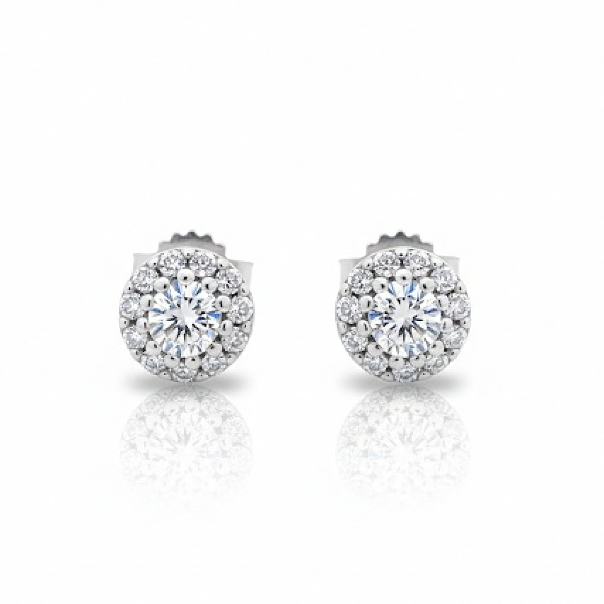 White gold halo earrings with diamonds (645), Halo, Gold type: 585, Item in the photo weight: 1.05 g, Gemstone: Brilliant, Gemstone ct.: 0.20-0.29 ct, Gemstone ct.: 0.25 ct - Jewelry online