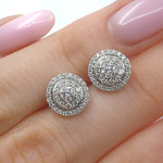 White Gold Halo Earrings with Diamonds (653), Halo, Gold type: 585, Item in the photo weight: 2.13 g, Gemstone: Brilliant, Gemstone ct.: 0.50 ct, Gemstone ct.: 0.30-0.69 ct - Personalized jewelry