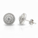 White Gold Halo Earrings with Diamonds (653), Halo, Gold type: 585, Item in the photo weight: 2.13 g, Gemstone: Brilliant, Gemstone ct.: 0.50 ct, Gemstone ct.: 0.30-0.69 ct - Custom jewelry