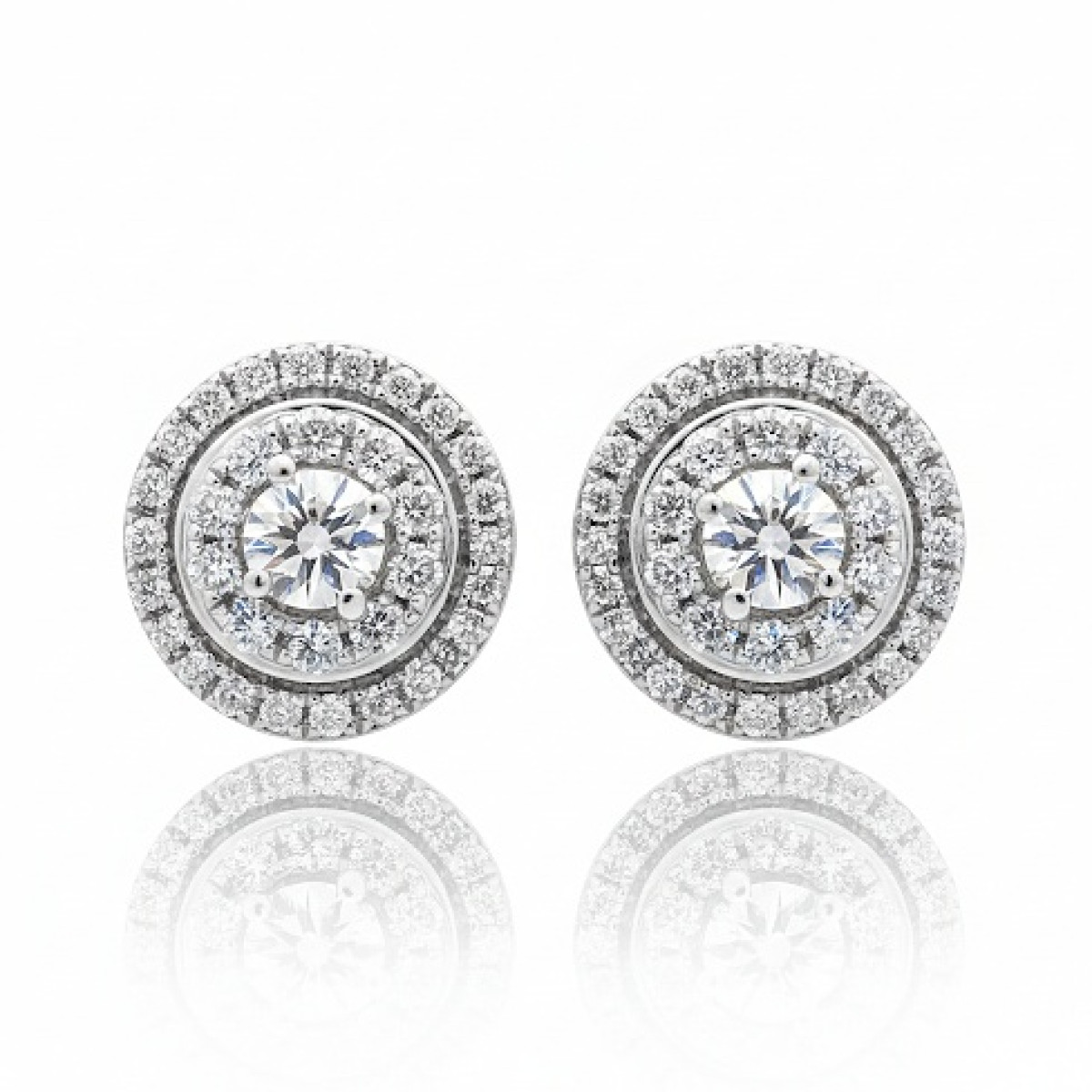 White Gold Halo Earrings with Diamonds (653), Halo, Gold type: 585, Item in the photo weight: 2.13 g, Gemstone: Brilliant, Gemstone ct.: 0.50 ct, Gemstone ct.: 0.30-0.69 ct - Jewelry online