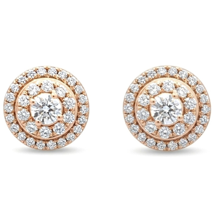 Rose gold halo earrings with diamonds (656)
