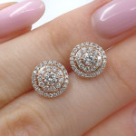 Rose gold halo earrings with diamonds (657), Halo, Gold type: 585, Item in the photo weight: 2.13 g, Gemstone: Brilliant, Gemstone ct.: 0.30-0.69 ct, Gemstone ct.: 0.50 ct - Personalized jewelry