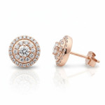 Rose gold halo earrings with diamonds (657), Halo, Gold type: 585, Item in the photo weight: 2.13 g, Gemstone: Brilliant, Gemstone ct.: 0.30-0.69 ct, Gemstone ct.: 0.50 ct - Custom jewelry
