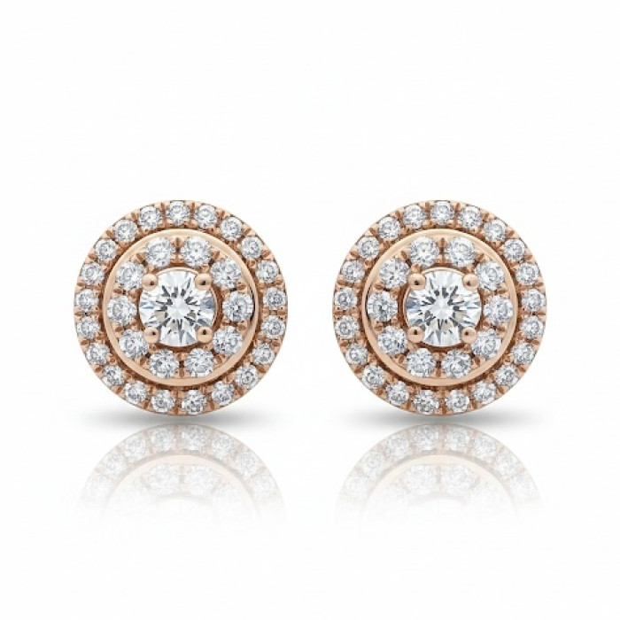 Rose gold halo earrings with diamonds (657)