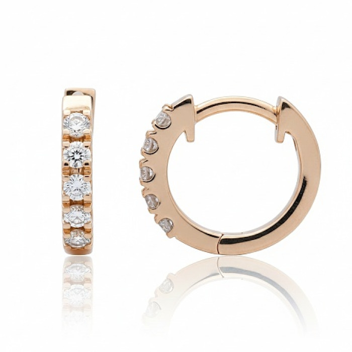 Rose gold round earrings with diamonds (659)