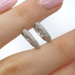 White gold round gold earrings with diamonds (661),  Round earrings, Gold type: 585, Item in the photo weight: 1.52 g, Gemstone: Brilliant, Gemstone ct.: 0.10-0.19 ct, Gemstone ct.: 0.15 ct - Personalized jewelry