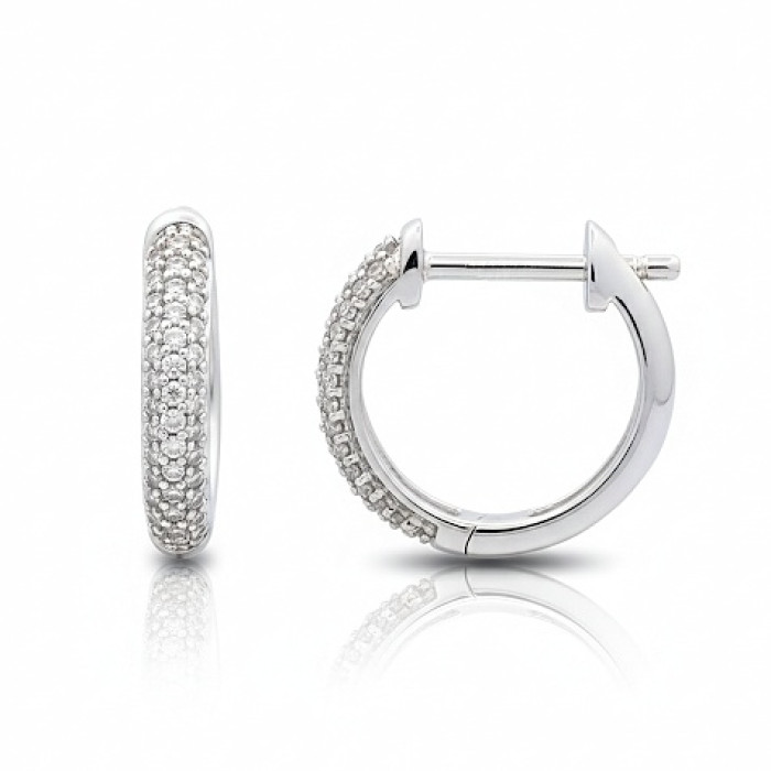 White gold round gold earrings with diamonds (661)