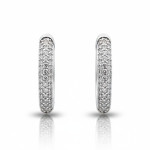White gold round gold earrings with diamonds (661),  Round earrings, Gold type: 585, Item in the photo weight: 1.52 g, Gemstone: Brilliant, Gemstone ct.: 0.10-0.19 ct, Gemstone ct.: 0.15 ct - Custom jewelry