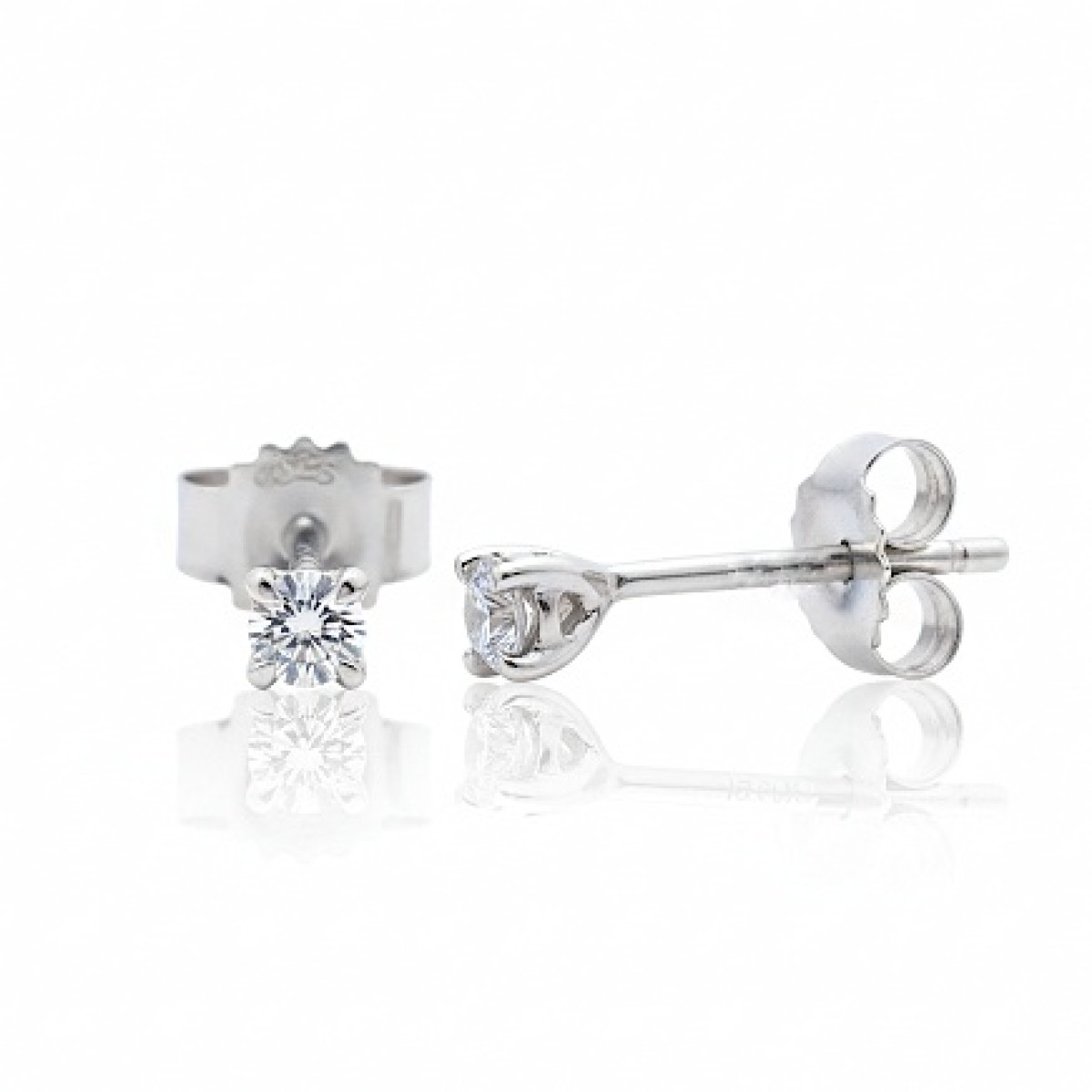 White gold minimalist earrings with diamonds (669), Earrings - twists, Gold type: 585, Item in the photo weight: 0.33 g, Gemstone: Brilliant, Gemstone ct.: 0.05 ct, Gemstone ct.: 0.01-0.09 ct - Jewelry online