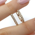 Round gold earrings with diamonds (675),  Round earrings, Gold type: 585, Item in the photo weight: 2.21 g, Gemstone: Brilliant, Gemstone ct.: 0.20-0.29 ct, Gemstone ct.: 0.25 ct - Personalized jewelry