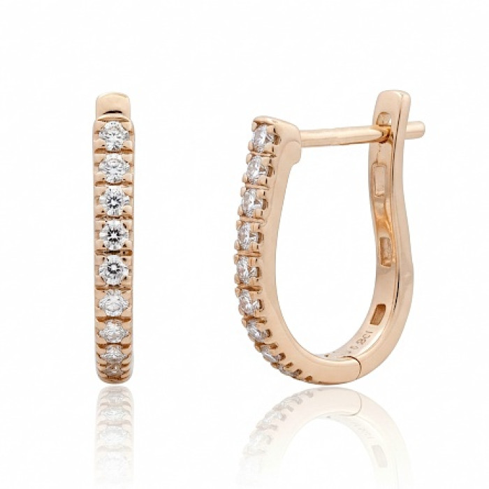 Round gold earrings with diamonds (675)
