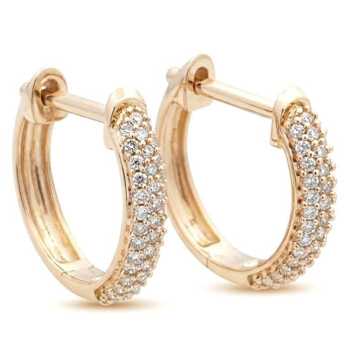 Rose gold round earrings with diamonds (691)