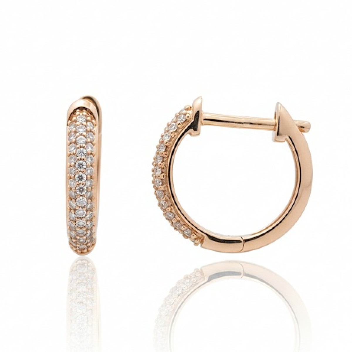 Rose gold round earrings with diamonds (692),  Round earrings, Gold type: 585, Item in the photo weight: 1.55 g, Gemstone: Brilliant, Gemstone ct.: 0.10-0.19 ct, Gemstone ct.: 0.15 ct - Jewelry online
