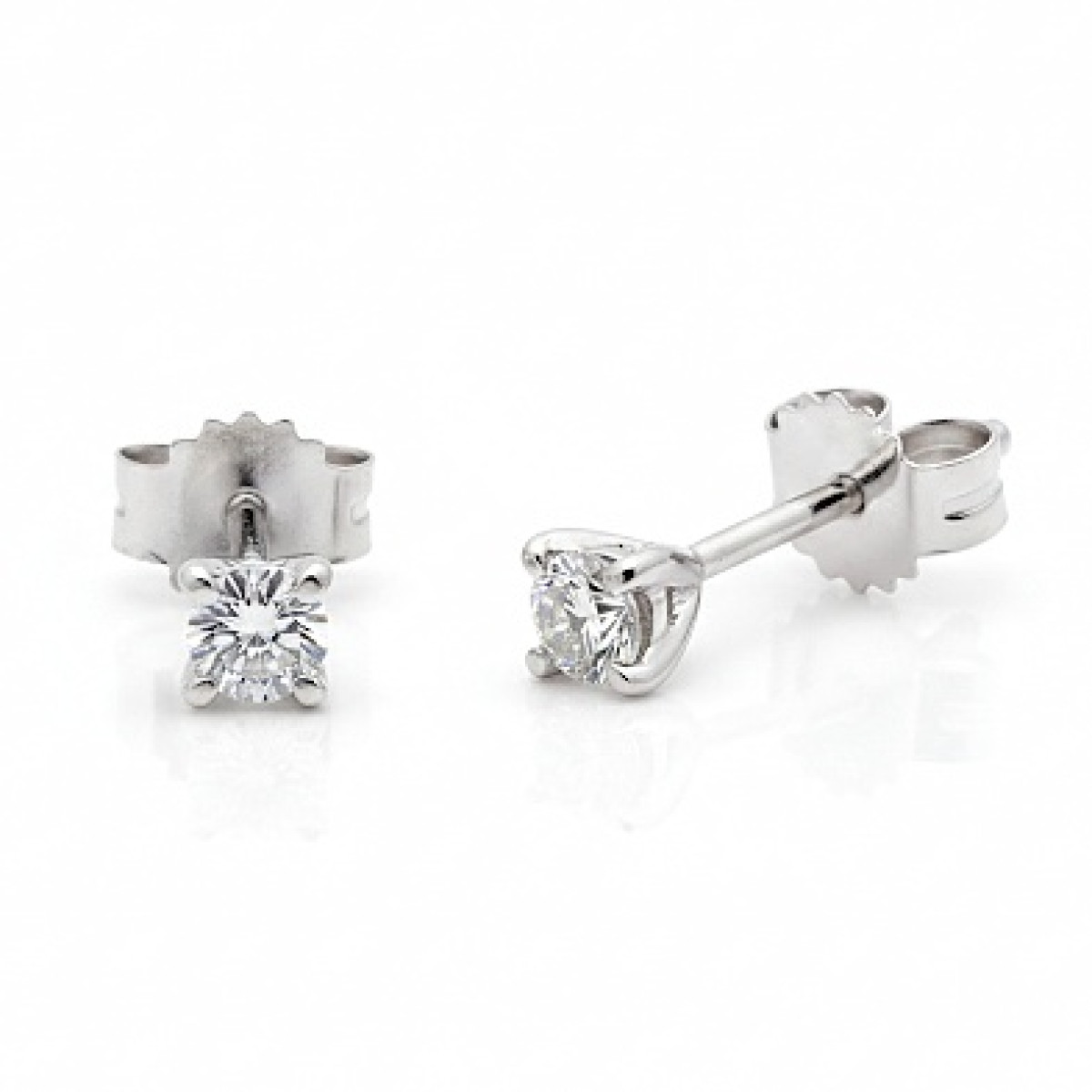 Minimalist white gold earrings with diamonds (699), Earrings - twists, Gold type: 585, Item in the photo weight: 0.42 g, Gemstone: Brilliant, Gemstone ct.: 0.01-0.09 ct, Gemstone ct.: 0.01 ct - Jewelry online