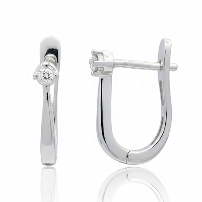 Baltā zelta auskari ar dimantiem un angļu aizdari (706)