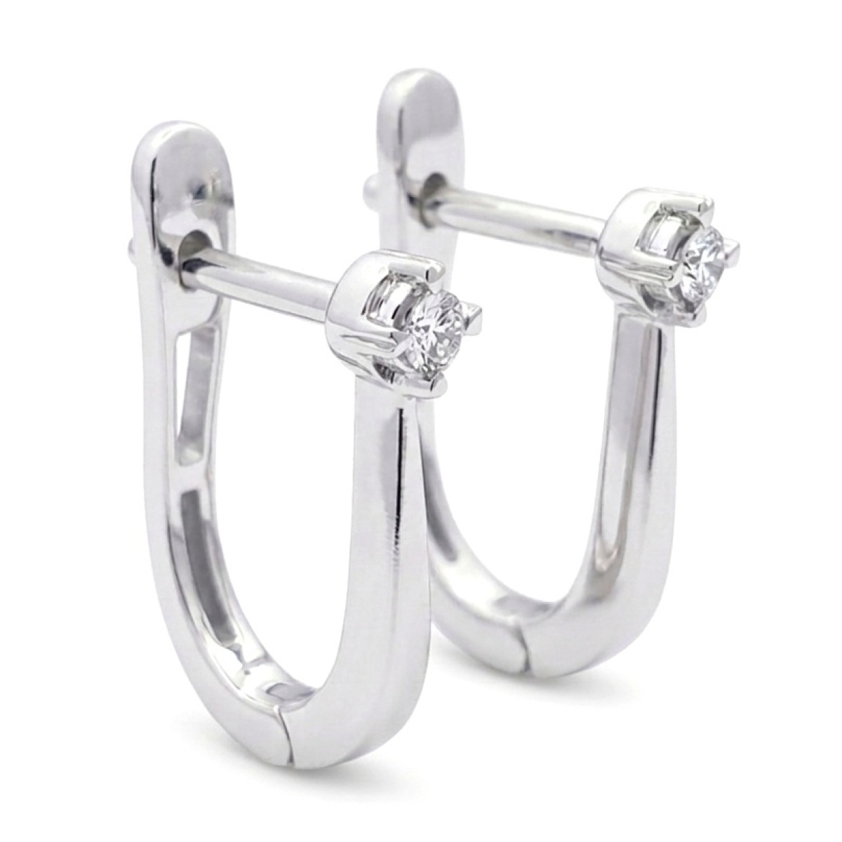 White gold earrings with diamonds and English clasp (707), Earrings with English clasp, Gold type: 585, Item in the photo weight: 1.92 g, Gemstone: Brilliant, Gemstone ct.: 0.01-0.09 ct, Gemstone ct.: 0.05 ct - Jewelry online
