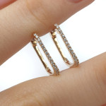 Rose gold square earrings with diamonds (712),  Round earrings, Gold type: 585, Item in the photo weight: 1.82 g, Gemstone: Brilliant, Gemstone ct.: 0.10-0.19 ct, Gemstone ct.: 0.10 ct - Custom jewelry