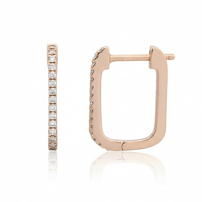 Rose gold square earrings with diamonds (712)