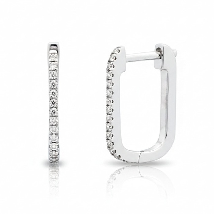 White gold square earrings with diamonds (717)