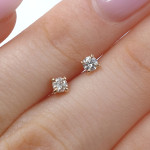 Minimalist rose gold earrings with diamonds (721), Earrings - twists, Gold type: 585, Item in the photo weight: 0.45 g, Gemstone: Brilliant, Gemstone ct.: 0.10-0.19 ct, Gemstone ct.: 0.15 ct - Custom jewelry